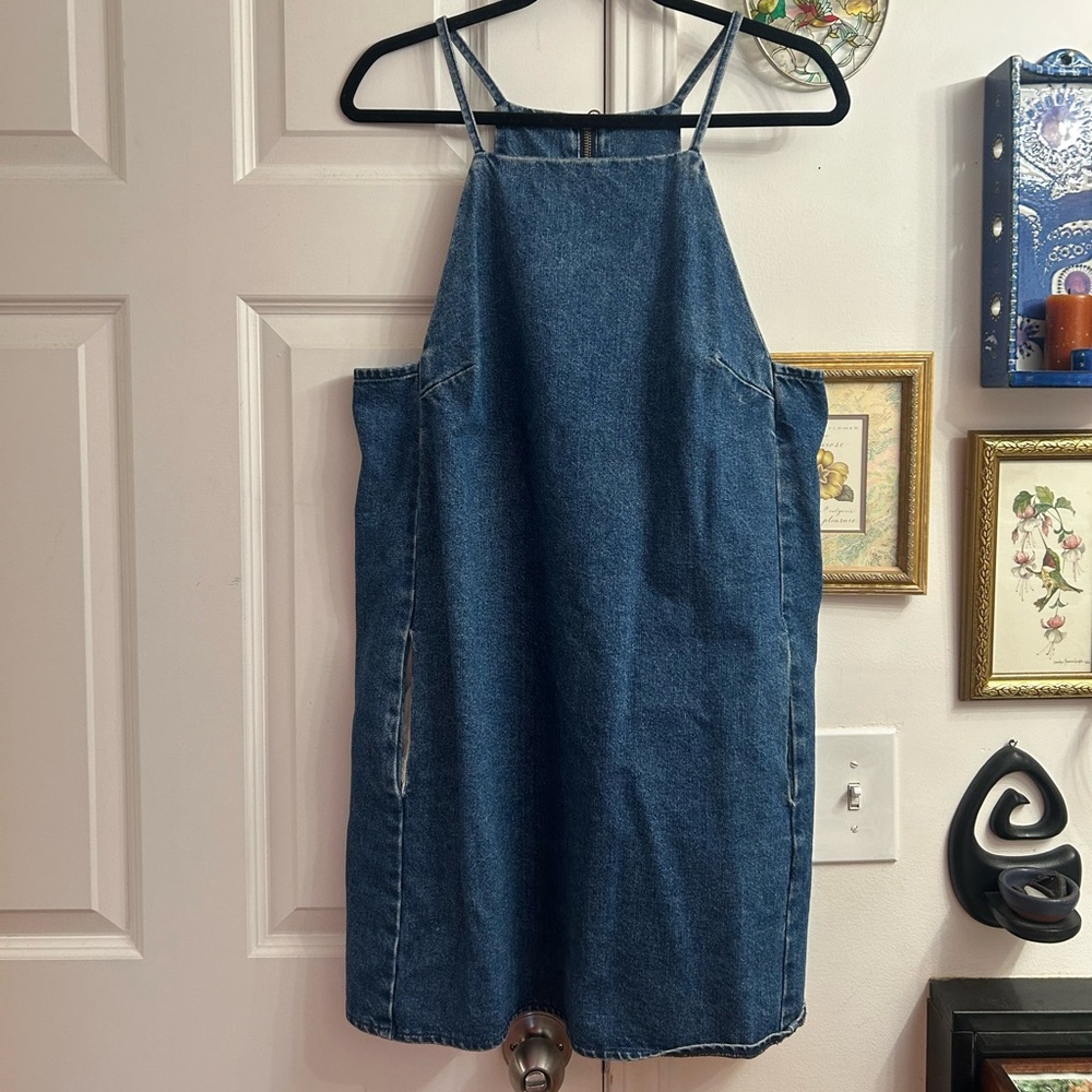 Top shop blue denim overall dress in excellent condition